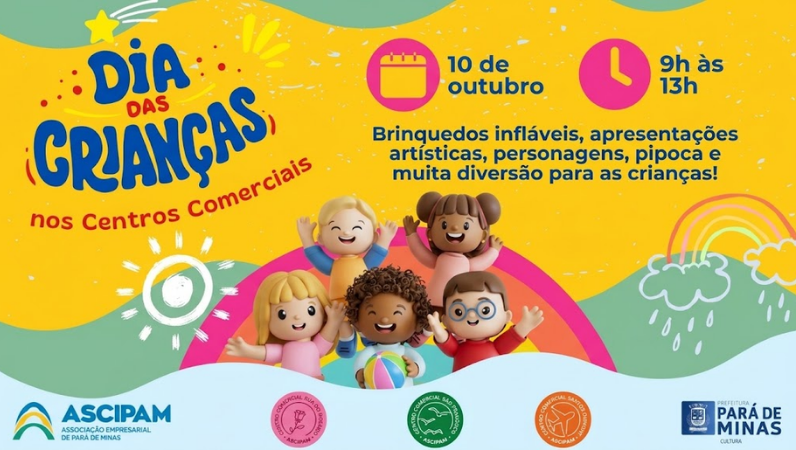Prefeitura e Ascipam promovem programação especial de Dia das Crianças nos centros comerciais